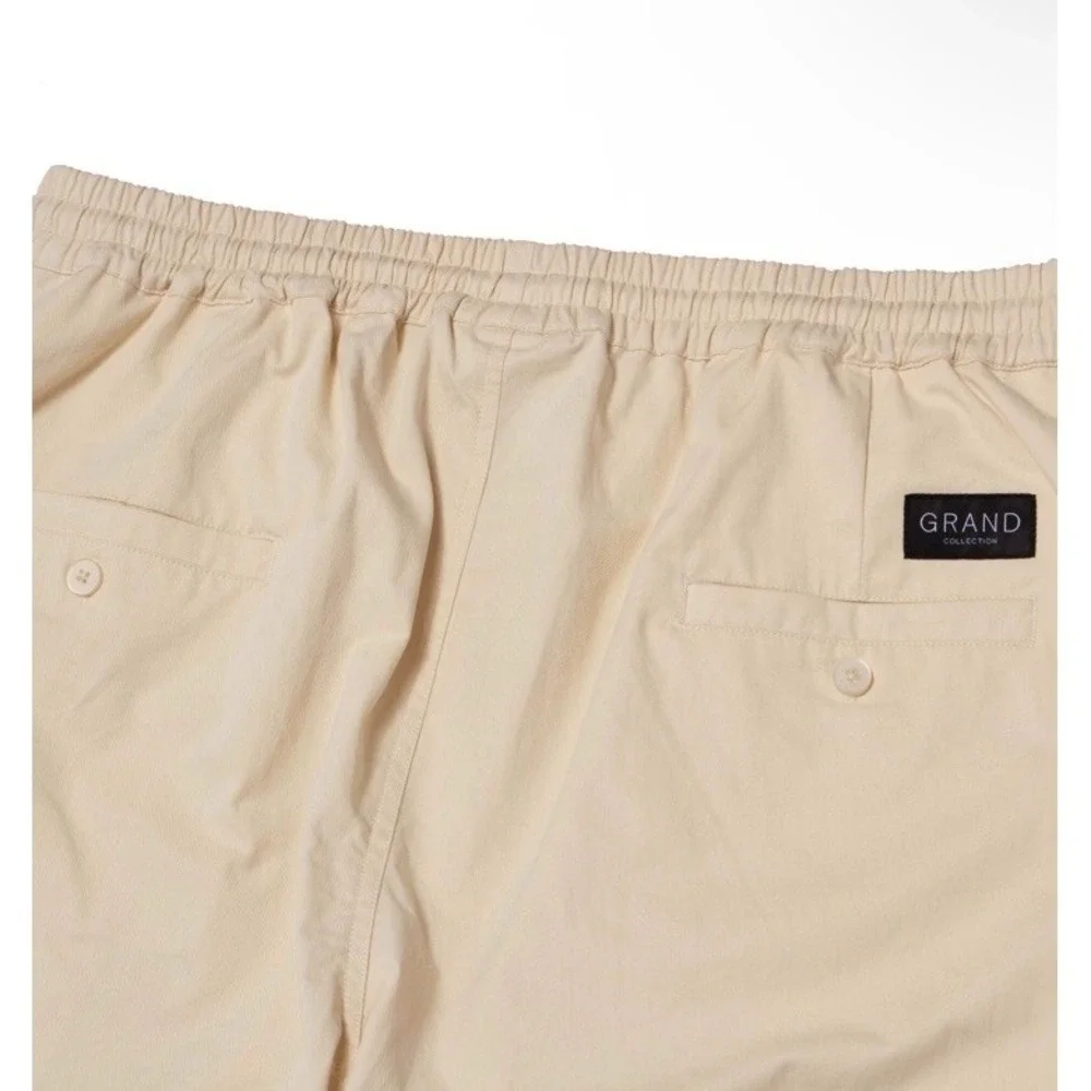 New $120 GRAND Collection Men's XXL Pants Cream Cotton Drawstring Pockets